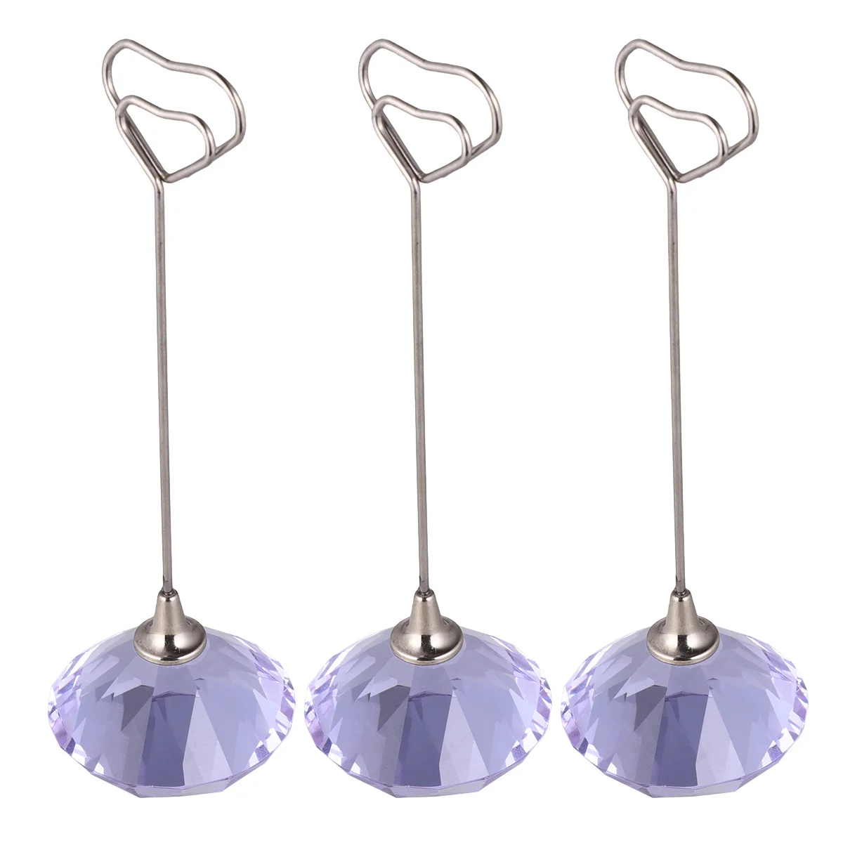 

3Pcs Love Heart Note Clip Memo Photo Holders Crystal Diamond Base Iron Wire Stand for Party Wedding Table Number Place