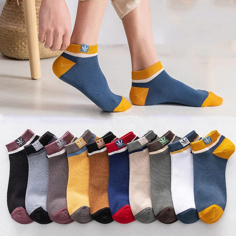 

5 Pairs Men's spring summer sports thin socks Sports Boat Socks Spring Summer Combed Cotton Sweat-absorbent Breathable Socks