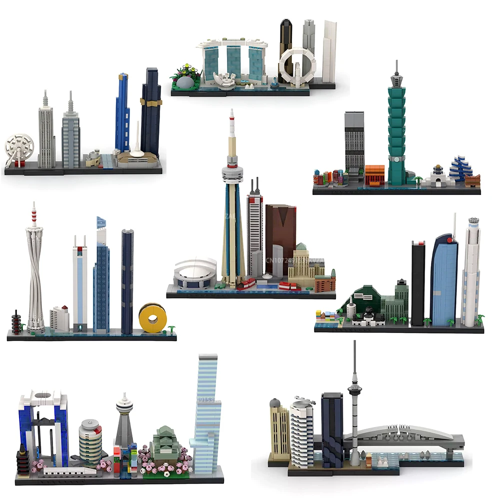 

MOC Toronto Melbourne Japan Singapore Capital Skyline Building Blocks City Architecture Model Street View Brick Assembly Toys