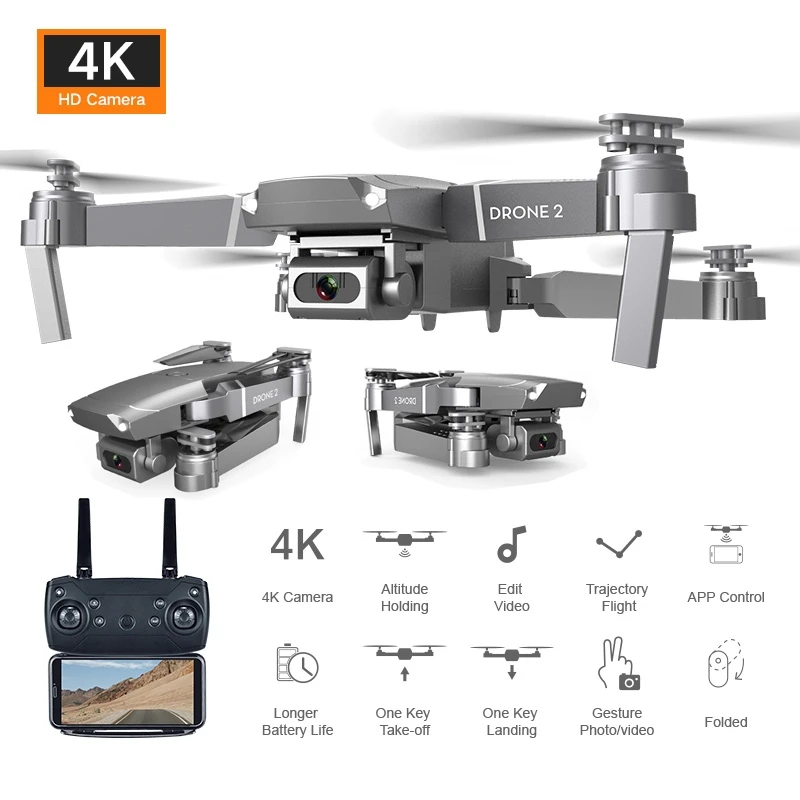 

New E68 RC Drone 2.4Ghz Wifi FPV 4K/1080P HD Camera Altitude Hold One Key Return/Landing /Off Headless RC Quadcopter Drone Toy