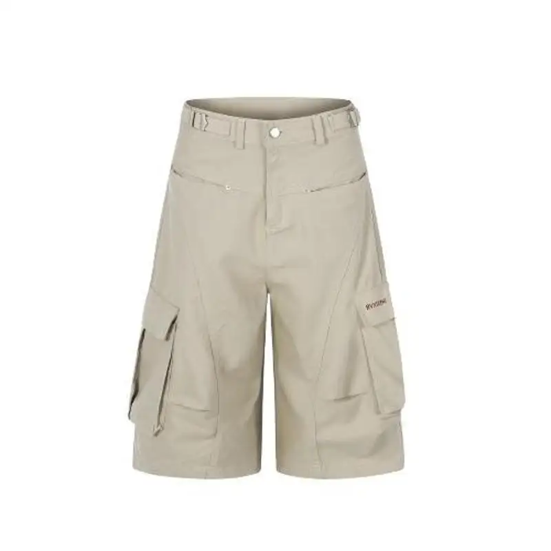 Mr. WH American Retro Design Multi-Pocket Wide Leg Shorts Men's Summer Street Loose Versatile Casual Pants Breathable Cotton