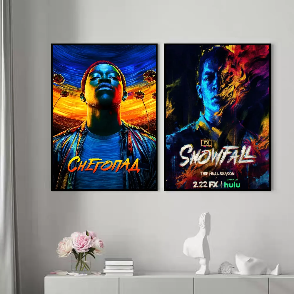 ورقة بيضاء ملصق التلفزيون تساقط الثلوج ، ملصق جودة عالية ، لوحة فنية جدارية ، ديكور غرفة الدراسة