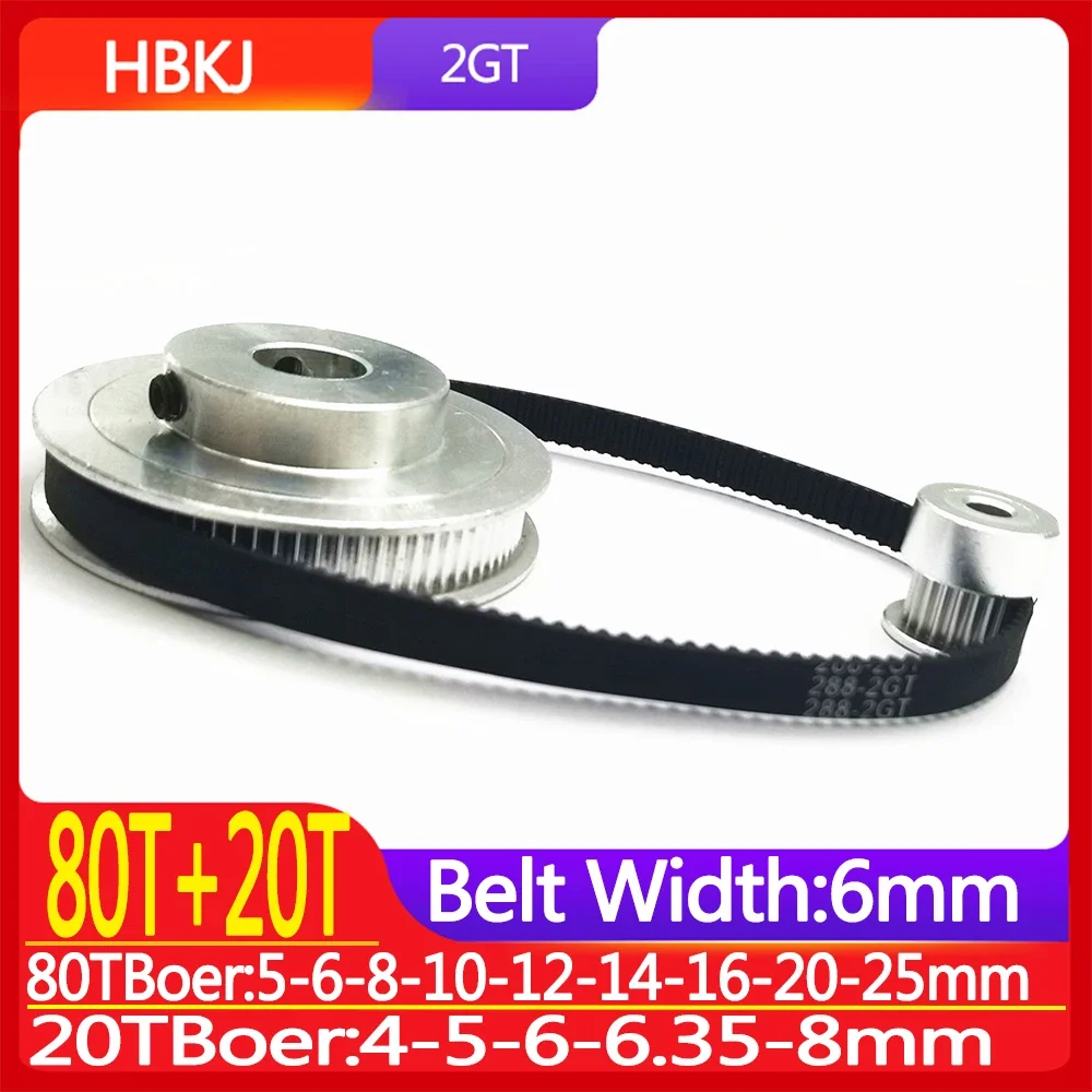 

2M 80Teeth 20Teeth 2GT 80T+20T Timing Pulley Belt Set Bore Belt Width 10mm Tensioning Wheel Synchronous 3D Printer Parts