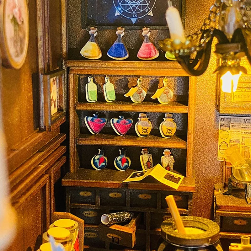Diy livro nook kit casa de boneca de madeira 3d puzzle montagem modelo construção estante inserção decoração