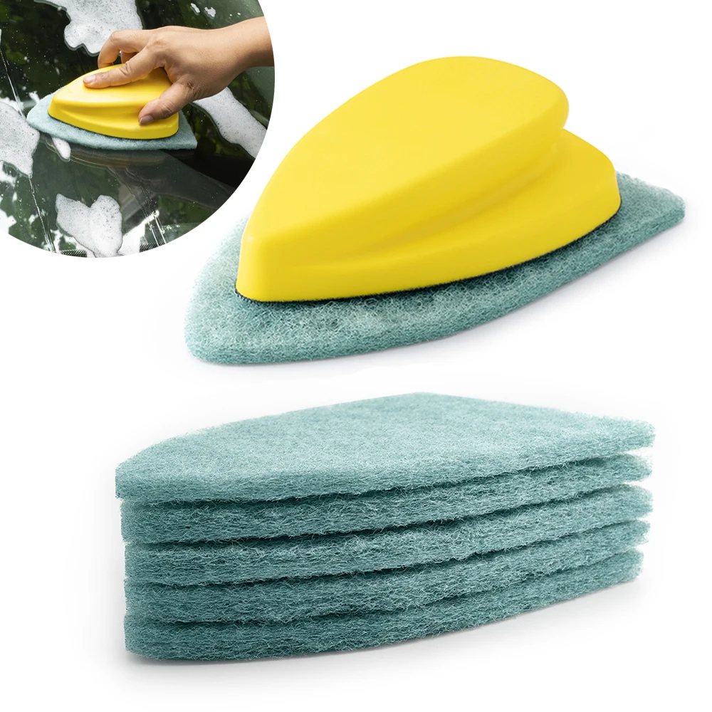 FOSHIO Window Glass Sponge Scrubber Car Wash Cleaning Scraper with Replacement Scouring Pad Auto Detailing Household Cleaner