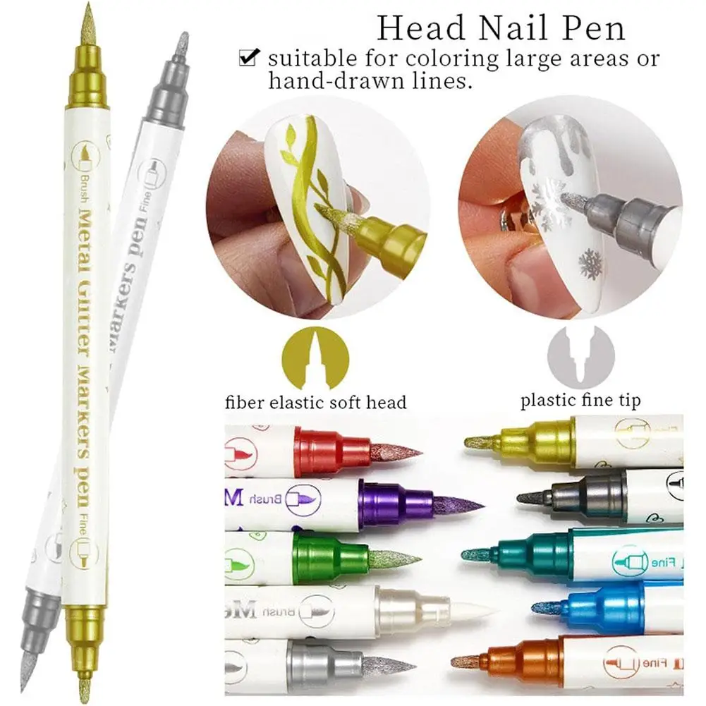 

10color/pack Nail Paint Pen Temporary Tattoo Pen with Tattoo Templates Set Double-ended Doodle Marker Drawing Pen