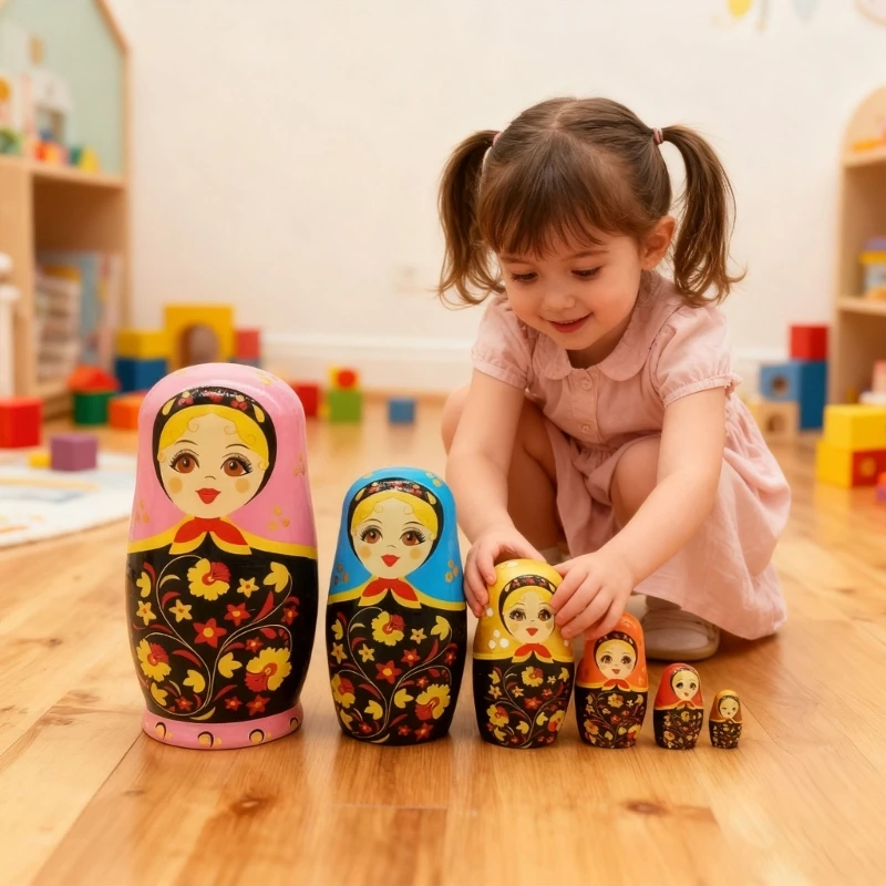 Đồ chơi xếp chồng giáo dục búp bê làm tổ truyền thống của Nga 6 lớp Matryoshka