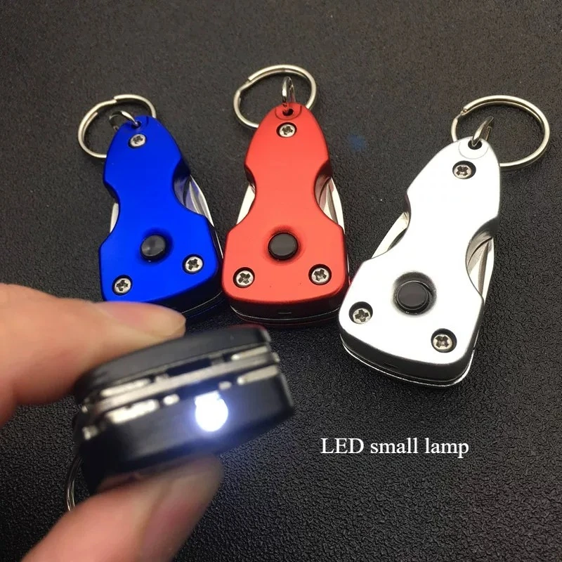 Multifunctional multi-purpose combination tool five-in-one keychain portable EDC equipped with knife bottle opener LED light