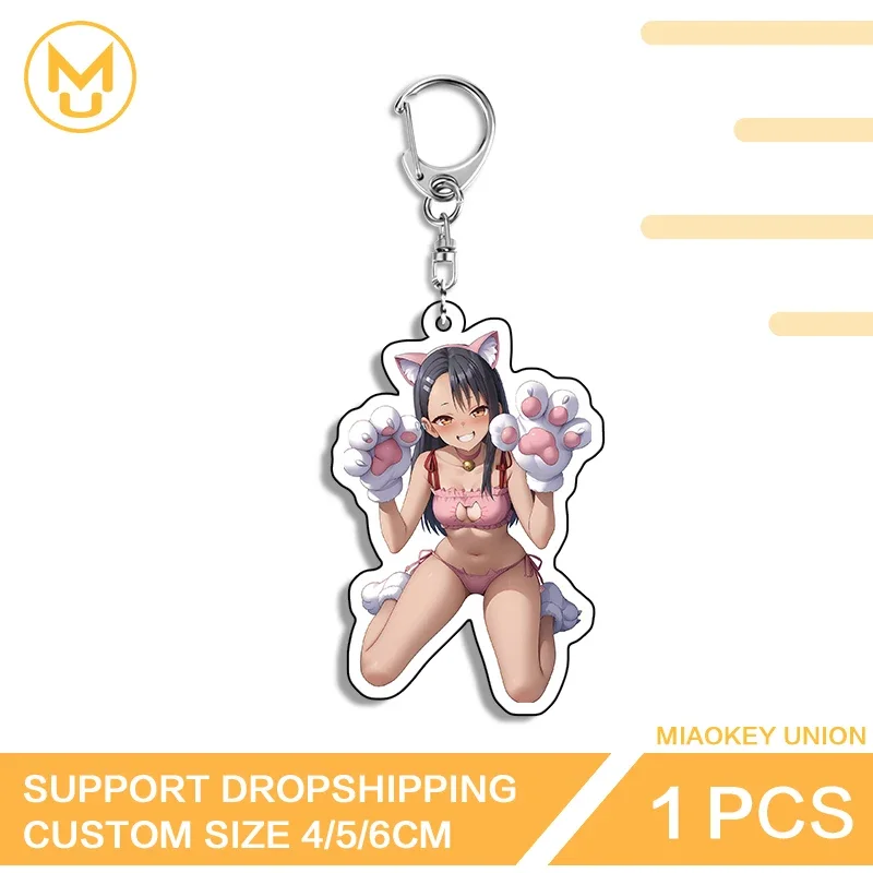 Alluring Cat Ears Girl Nagatoro San Bikini Exquisite Scratch Proof Double Sided Acrylic Key Chains Transparent Trendy Jewelry