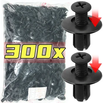 300/50 pz 8mm Elementi di fissaggio in plastica Viti Paraurti universale per auto Parafango Rivetti neri Dispositivo di fissaggio per auto Push Pin Pinze Accessori auto
