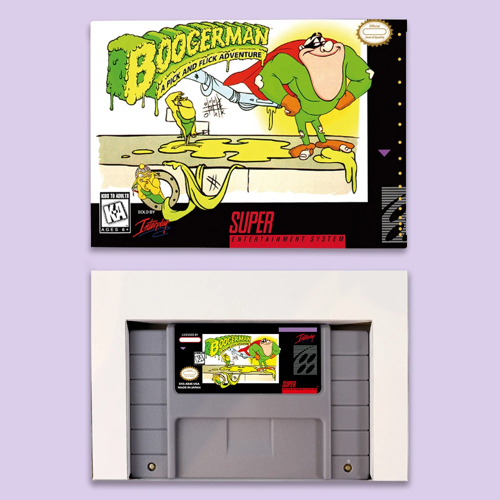 Boogerman A Pick and Flick Adventure Action games for SNES 16 bit USA NTSC or EUR PAL Video Game Consoles Cartridge