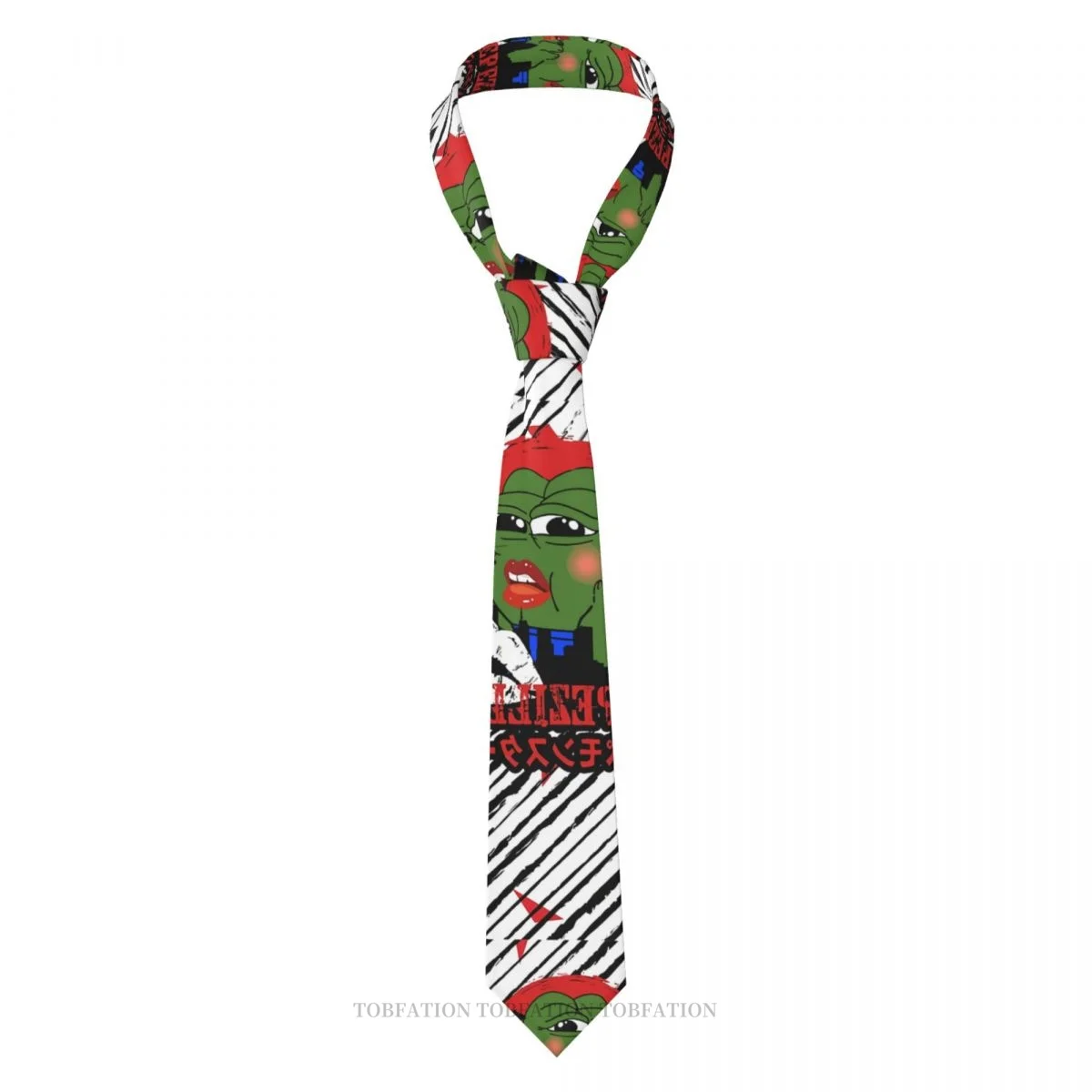 

Monster Pepezilla Print Ties Pepe The Frog Casual Unisex Neck Tie Shirt Decoration Narrow Striped Slim Cravat