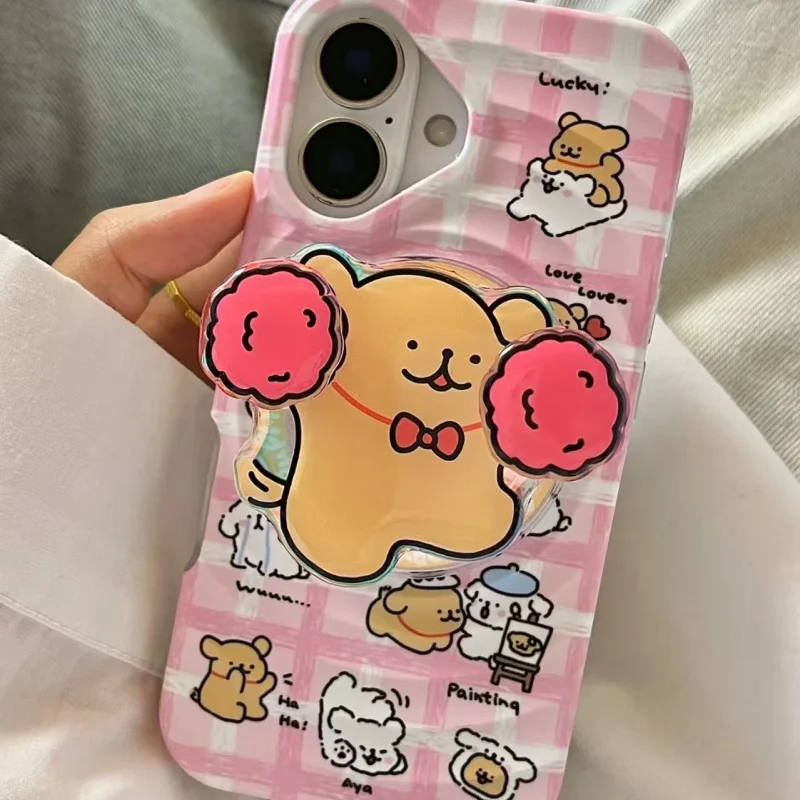 Милый мультяшный вращающийся щенок для Magsafe, магнитная подставка для телефона Griptok Grip Tok для IPhone 15 16 17, чехол для беспроводной зарядки, держатель