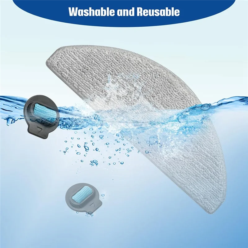 وسادات ممسحة بديلة A97G لـ Irobot Roomba Combo I5/I5+/J5/J5+، 6 وسادات تنظيف من الألياف الدقيقة + 6 فتائل، قابلة للغسل وإعادة الاستخدام #4