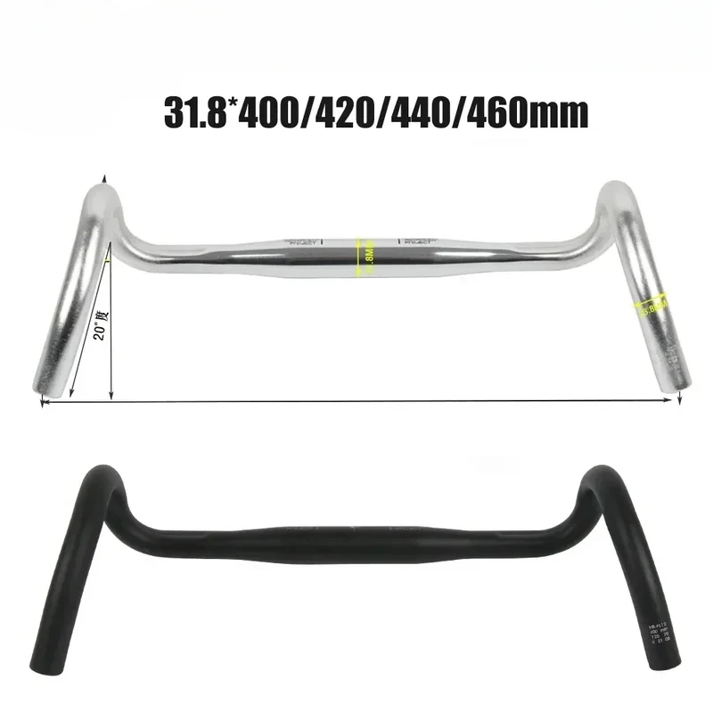

UNO Гравийный велосипедный руль 31,8 мм, расклешенный руль, 400/420/440/460 мм, сверхлегкий алюминиевый руль для шоссейного велосипеда