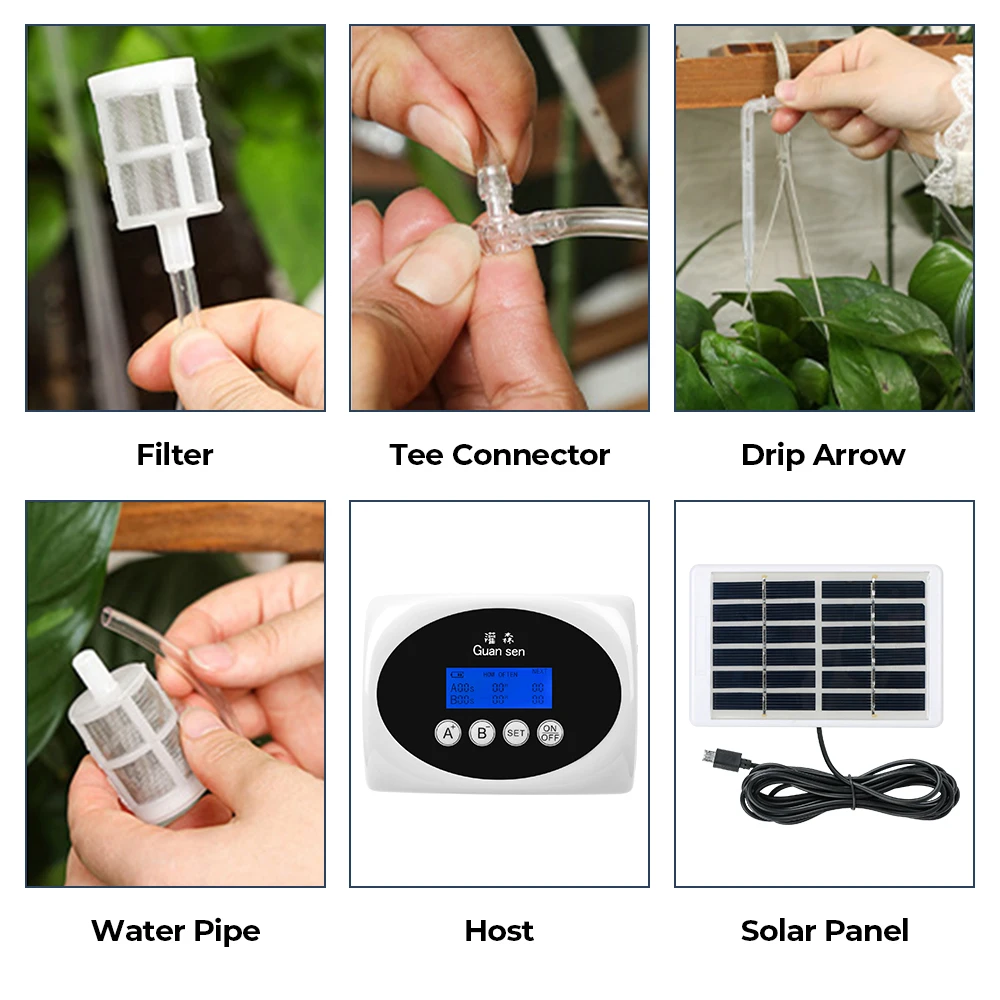 Kontroler urządzeń do nawadniania kropelkowego w ogrodzie Solarny system kroplowy Timer Inteligentna podwójna pompa Automatyczne urządzenie do