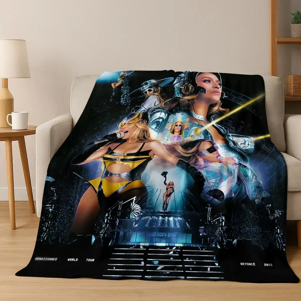 Fashion Pop Music Beyonce Art Flannel Blanket,Cozy Soft Throw Blanket for Home Bedroom Bed Sofa Picnic Office Cover Gift Kid