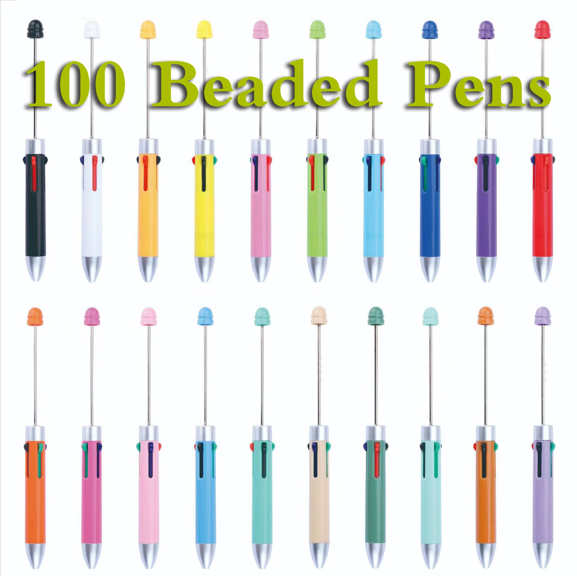 100PCS  DIY 4 Color Beaded Pen Cute Drawing Writing DIY Rollerball Pen  Retractable DIY Beadable Pens Writing Supplies