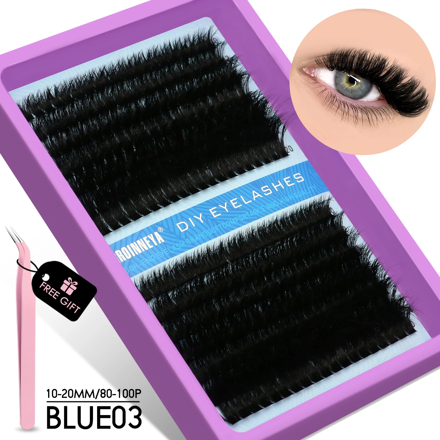 Cluster Lashes Kit, 15 Rows Mixed Volume Eyelashes