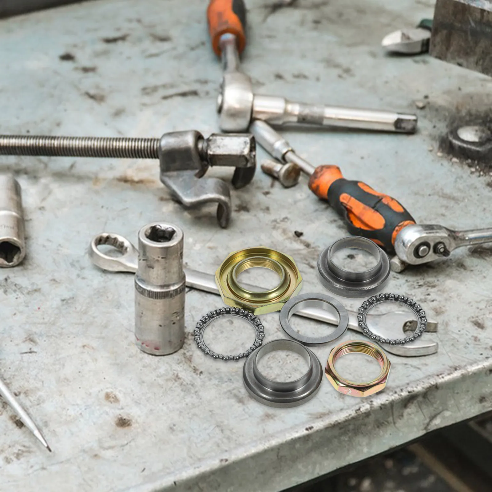 

1Set Steering Stem Bearings Fork Neck Bearing Set Iron Material Reliable Steering Smooth Maneuverability Scooter