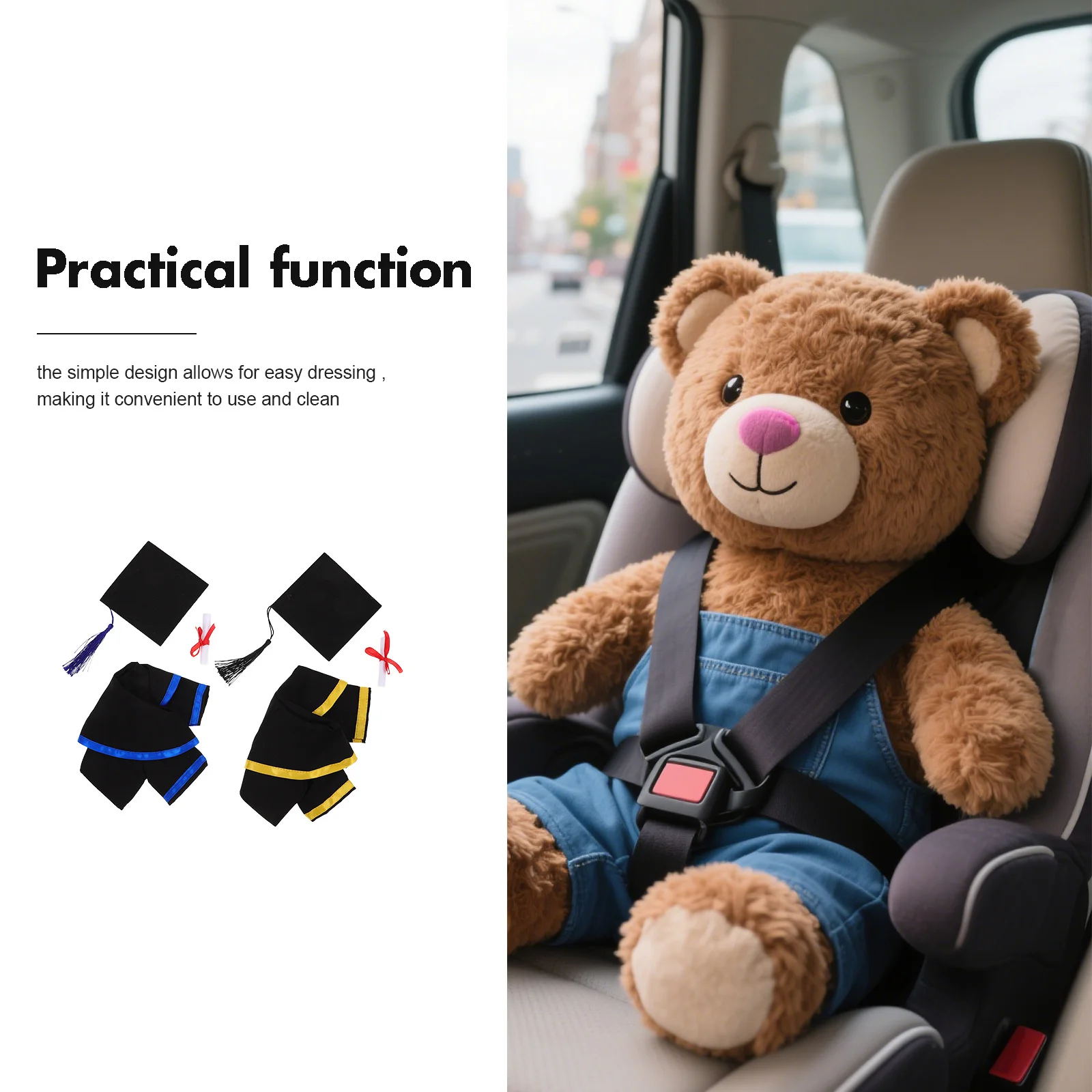 2 Set Bärenkleidung 30 cm weiches Outfit Grad Cap Kragen Grad Bär Kostüm Kit für Stofftier Dress Up Zubehör