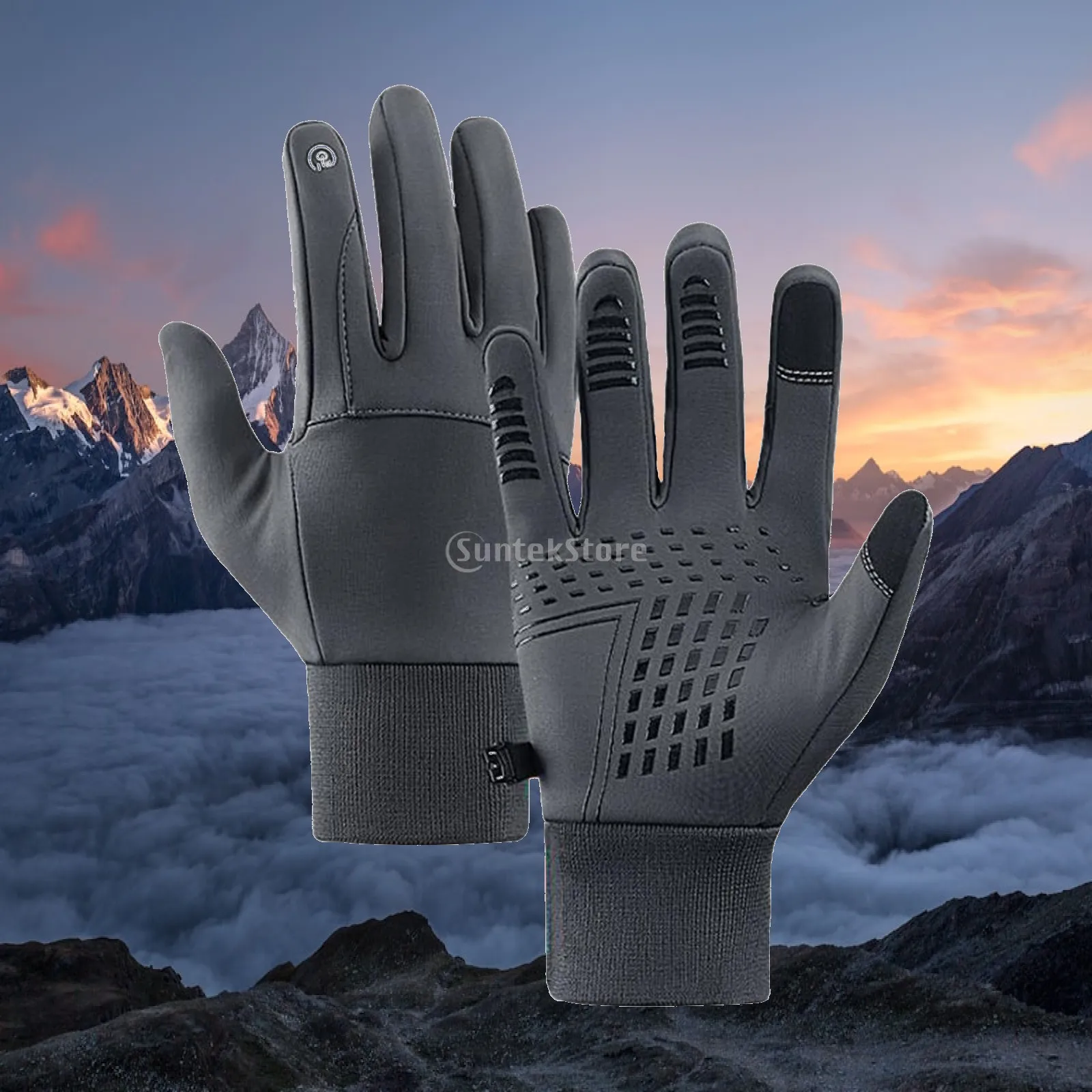 Winter Gloves Touchscreen Thermal Unisex Men Women Warm Fleece Lined Full Finger Mitten for Smartphone Bike Hiking Outdoor