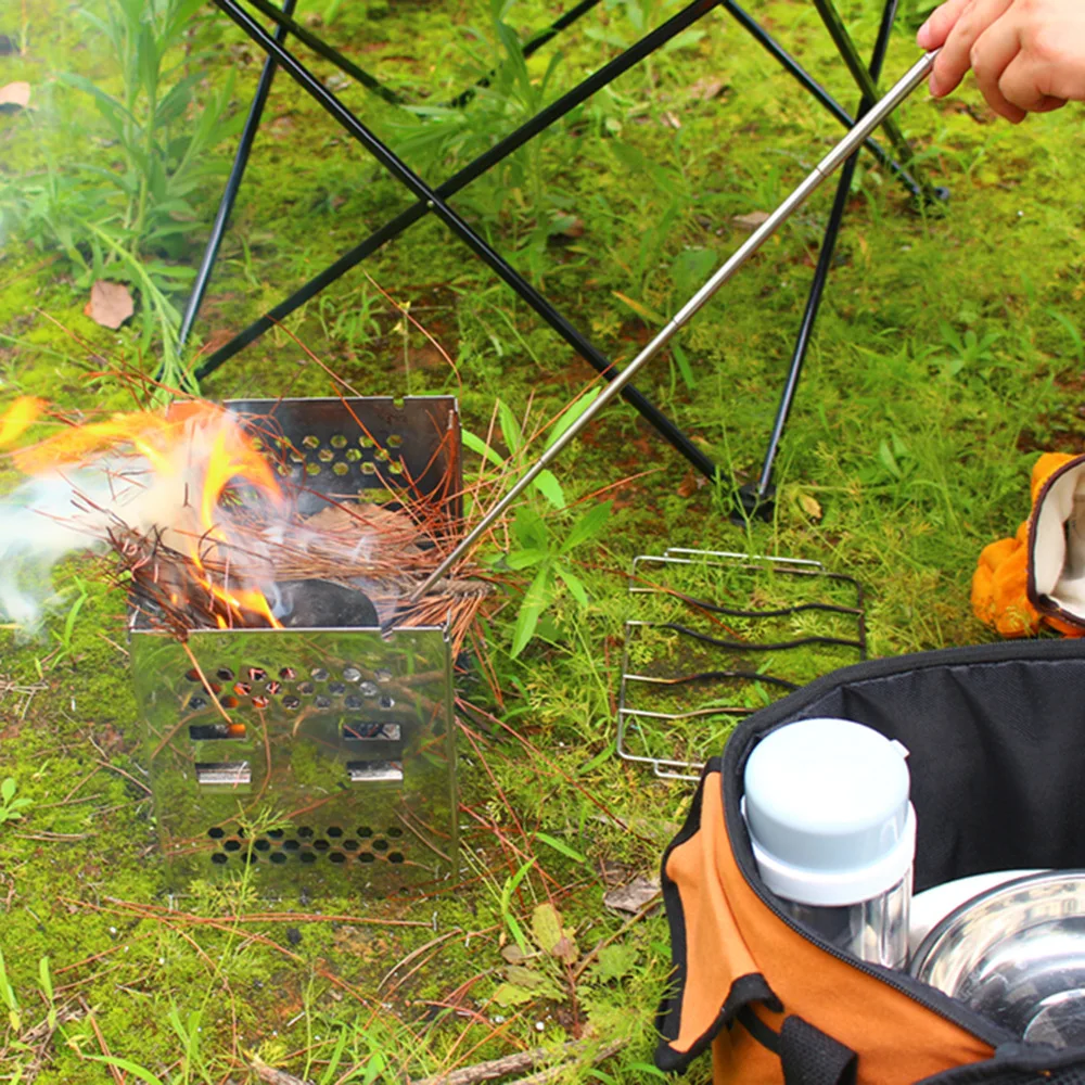 Hikevictor Camping Fire BlowPipe Stainless Steel Telescopic Fire Tube Blower for Wood Burner Stove Outdoor survival Picnic BBQ