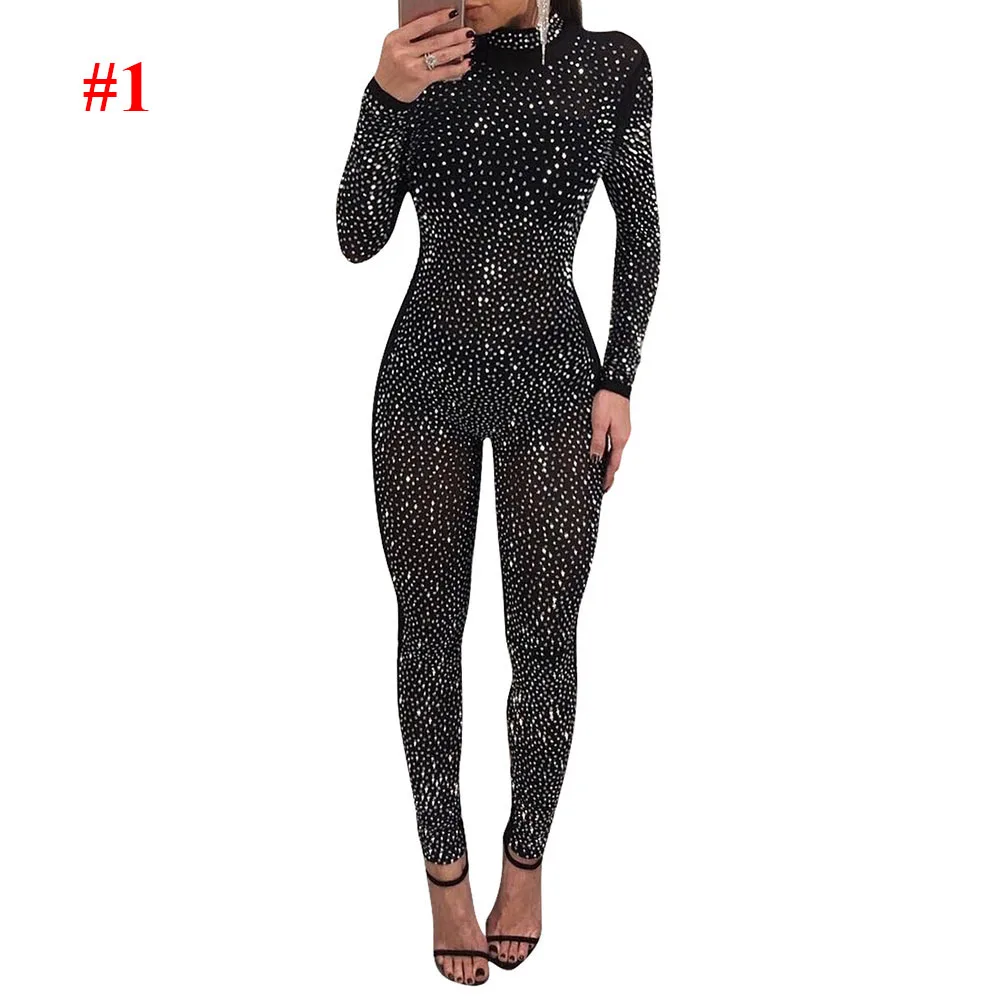 Sexy Mesh Jumpsuit Women Overalls Female Clothing Traf One Piece Costume Body Bodysuit See Through Oneies Jump Suit Overol