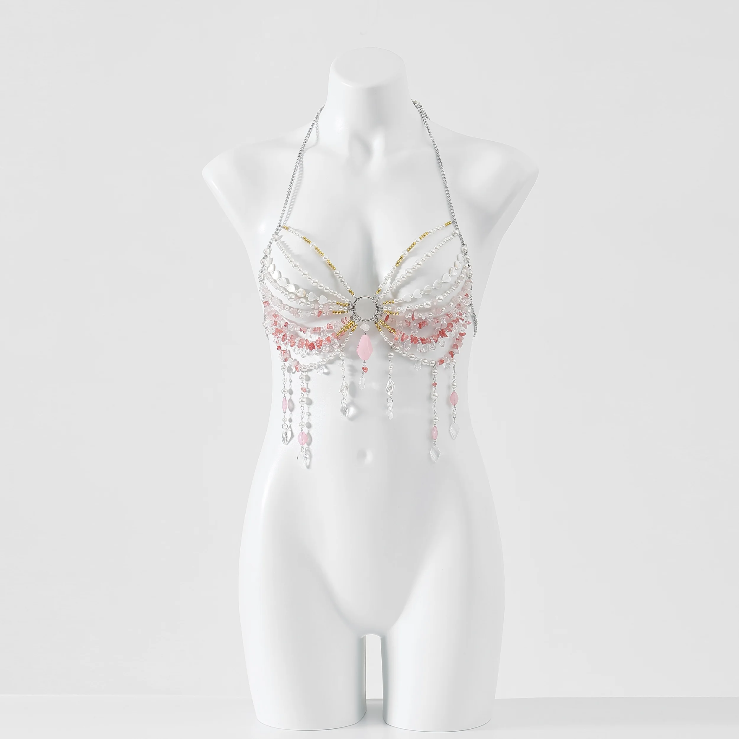 

Бюстгальтер из бисера, женский жилет с открытой спиной, сексуальный бюстгальтер с подвесным вырезом, цепочка для тела, нижнее белье, верхняя одежда, горячая девушка, без бретелек