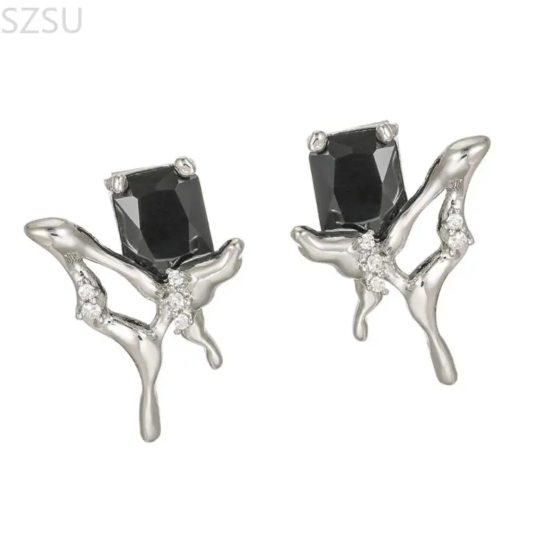 SZSU Black Zircons Ear Clips With Butterfly Detailing NonSlip Design for Freeclip1/2 Daily Activity view 3
