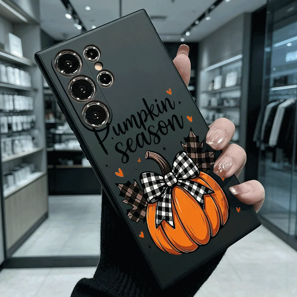 Pumpkin Season Shockproof Soft TPU Back Case For Samsung S23 S24 S25 S26 Ultra Plus A14 A34 A54 Anti Drop Cover