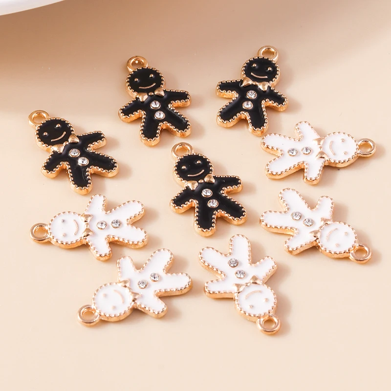 20 Stück 12x19mm Niedliche Kleine Emaille-Weihnachts-Lebkuchen-Anhänger für Schmuckherstellung, Halsketten, Ohrringe, DIY-Bastelbedarf – Detail 6