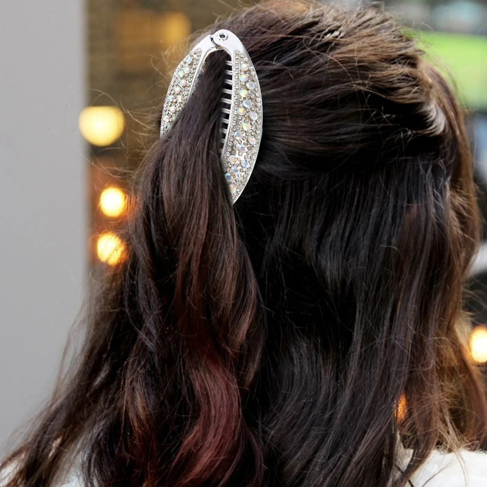 

4Pcs Banana Ponytail Holder Fish Shape Hair Clip Strong Tension Hair Grips Gold Silver Stylish Clips for Women Teens