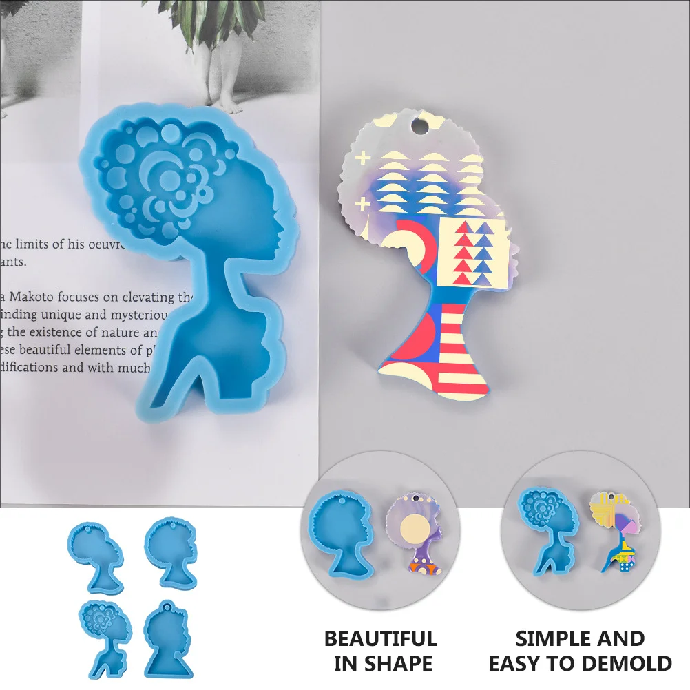 

4Pcs Keychain Pendant Charm Molds Silicone Resin DIY Jewelry Crafting Resin Mold Silicone Casting Mold DIY Jewelry Mould