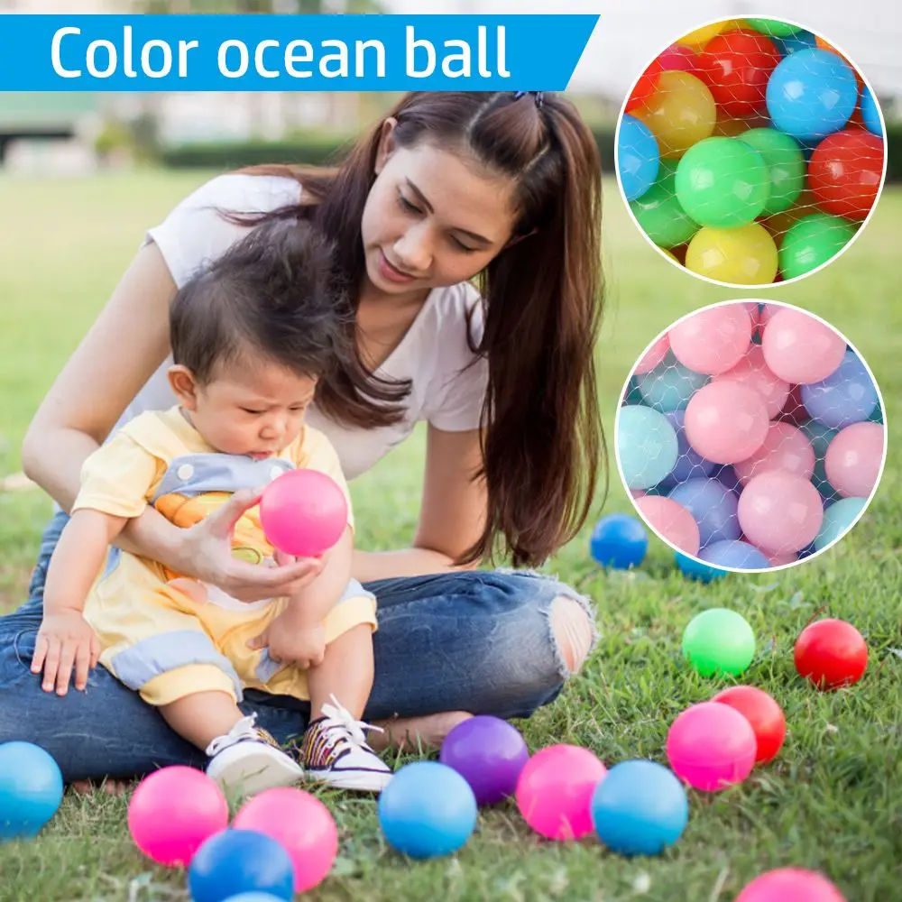 100 Buah Bola Olahraga Luar Ruangan Warna-warni Kolam Air Lembut Bola Gelombang Laut Mainan Lucu Anak-anak Bayi Balon Udara Stres Ramah Lingkungan