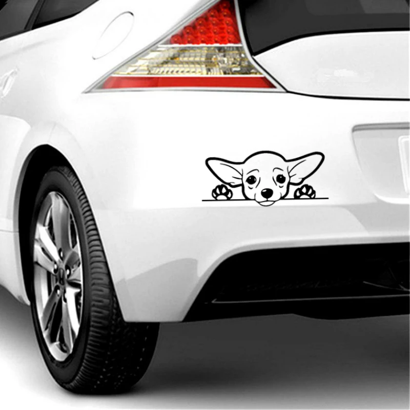 Lykx adesivo fofo de cachorro chihuahua, acessórios externos, decalques de vinil para caminhões, vans, suv, janelas, paredes, copos, laptops