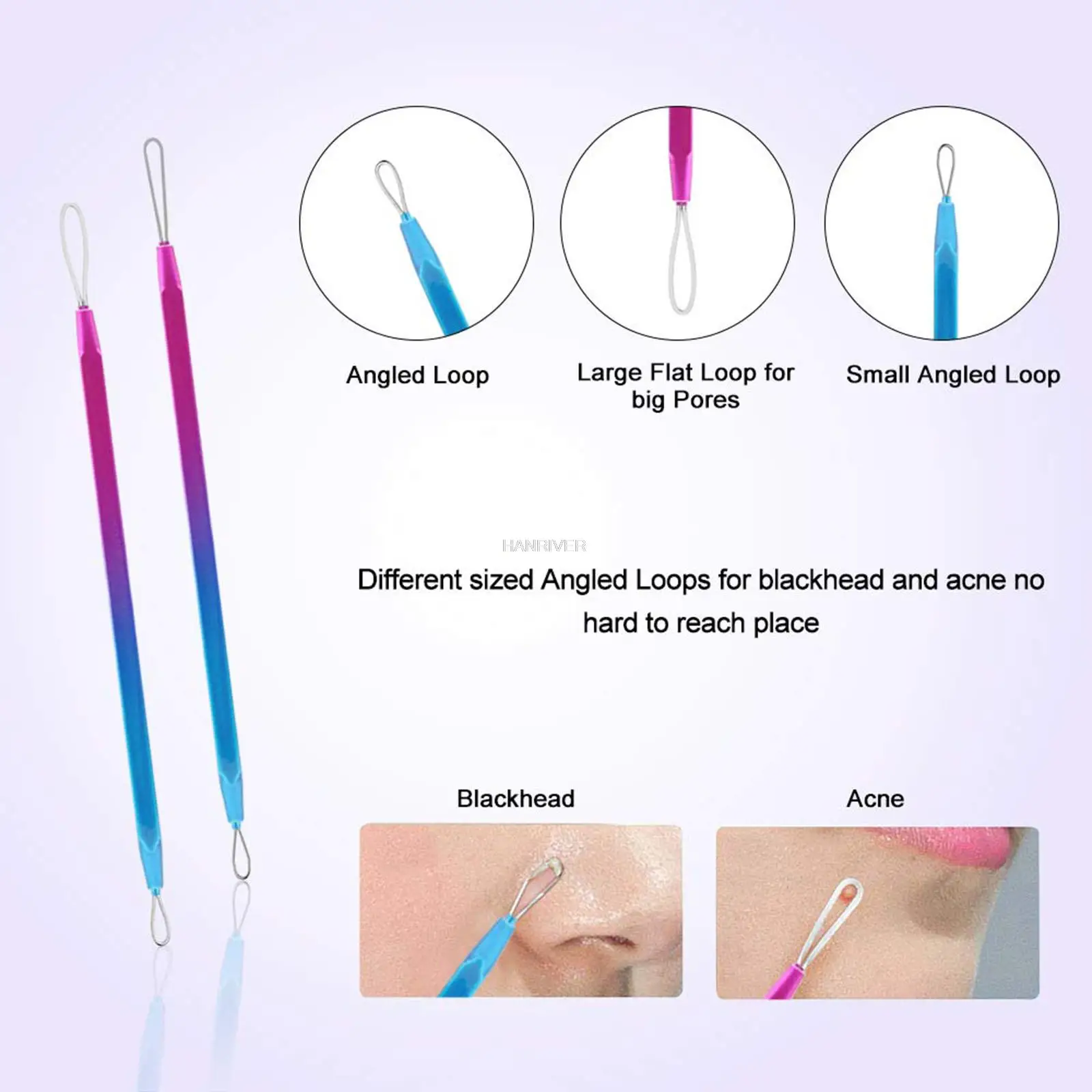 10pcs/set Acne needle, pimple needle, teenage acne, comedo needle tweezers aluminum cylinder packaging, gradient color