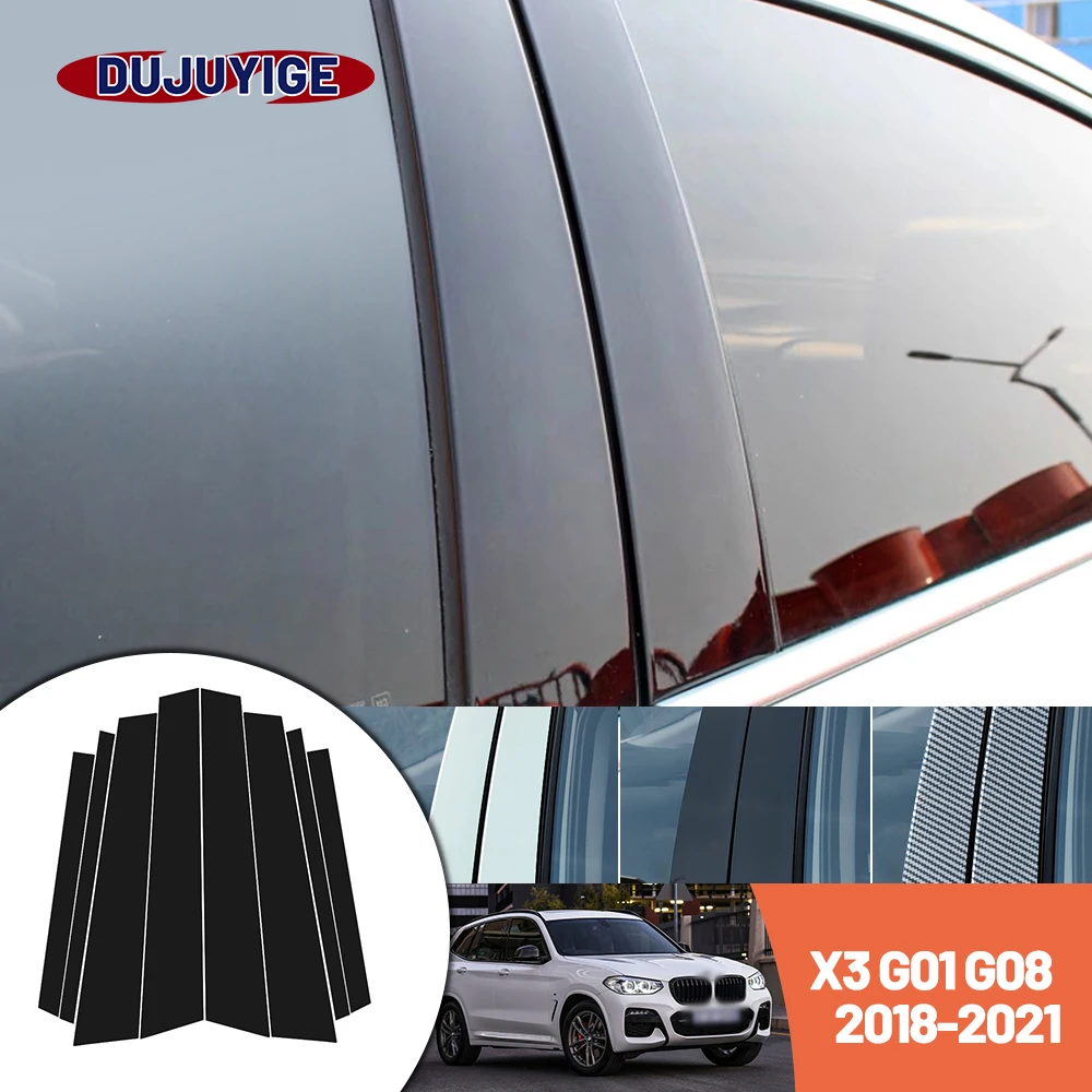 

Bright black carbon fiber door and window B C Pillar sticker suitable For BMW X3 G01 G08 2018-2021 2019 2020