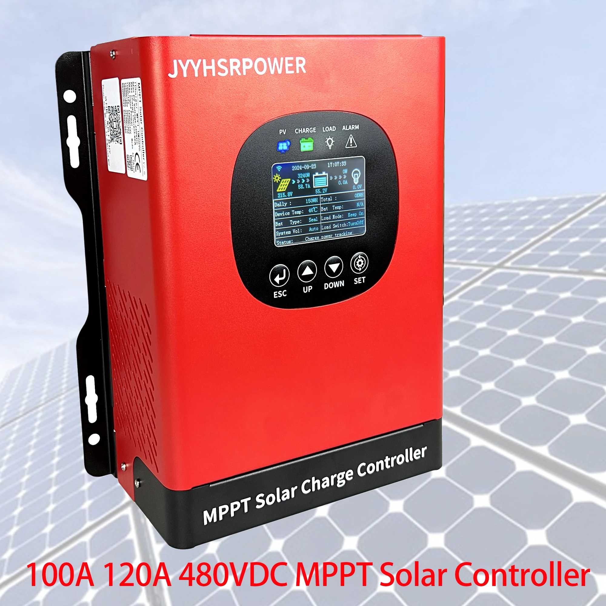 MPPT 100A 120A Solar Charge Controller Auto 24V 48V 72V 120V 168V 192V 480VDC Solar Panel For Lifepo4 Lithium Lead Acid GEL