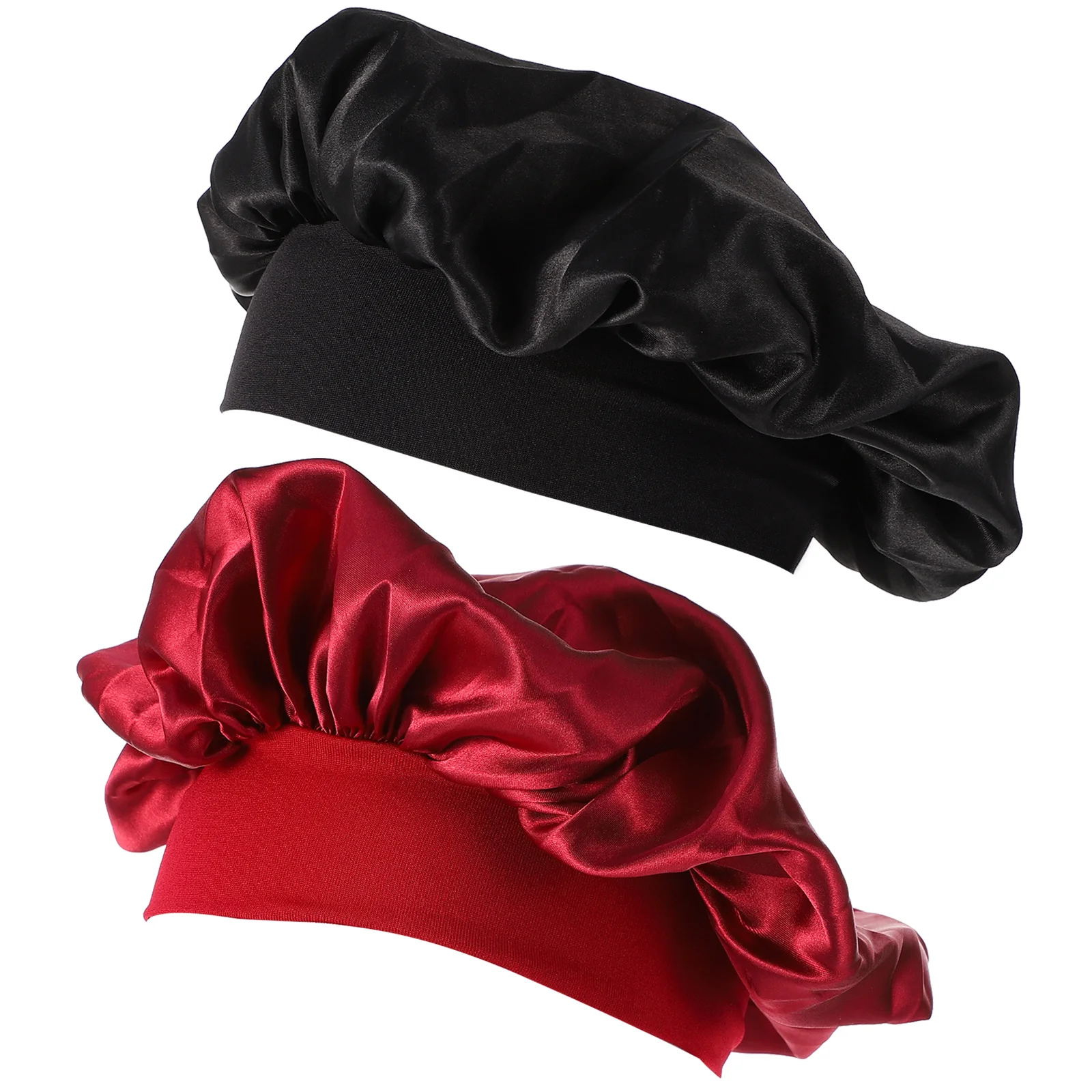 

2 Pcs Shower Cap High Elastic Headband Woman Satin Bonnet Sleeping Caps for Protecting Hair