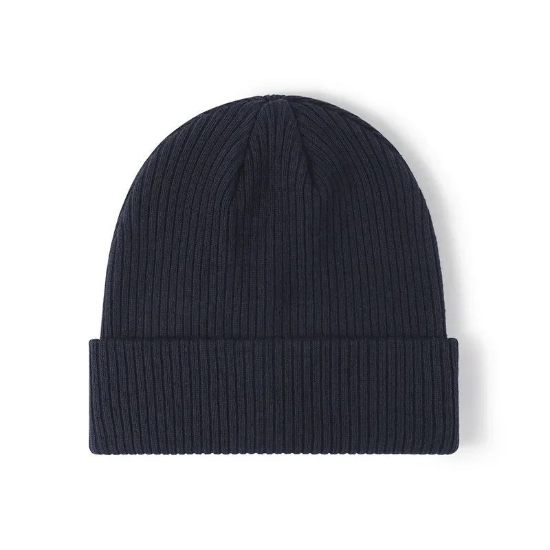 Men Women Winter Hats Cotton Knit Beanie Soft Thick Caps Vintage Hip Hop Bonnets Cuffed Rib Roll Up Daily Style