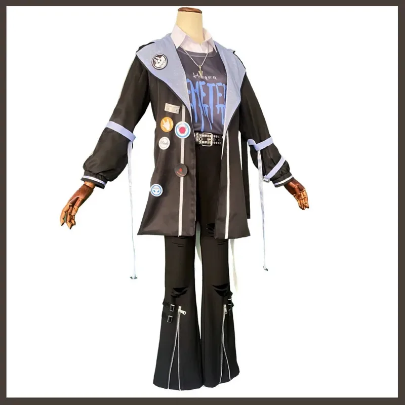 لعبة الهوية الخامس Ithaqua ساعة ليلية تأثيري حلي روك باند معطف مقنع قميص موحد مجموعة كاملة شعر مستعار رجل كرنفال حفلة البدلة ؛ 2'