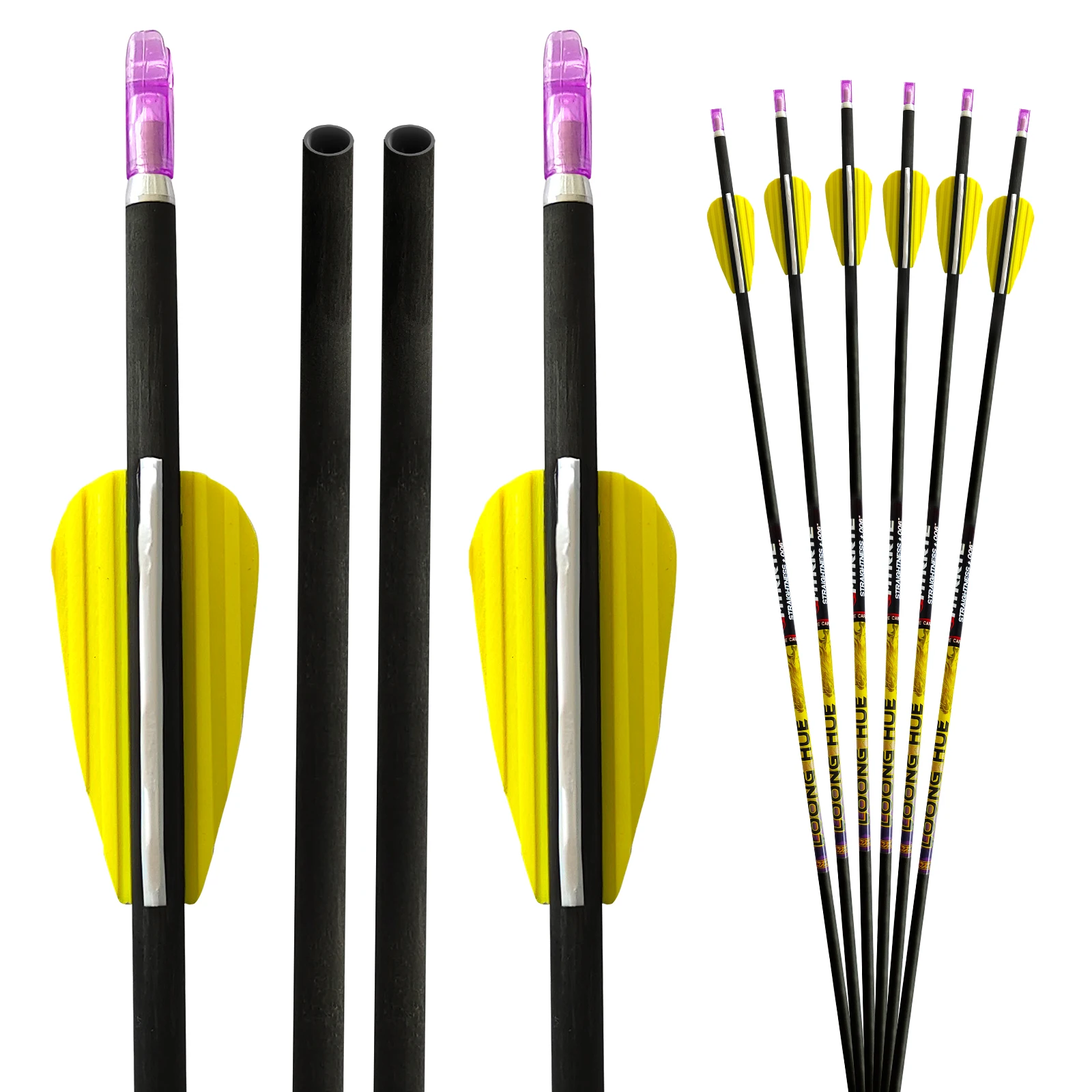 

2025 New Product ID4.2mm 31" Archery Arrows Carbon Shafts 6Pcs SP350-1500 for Hunting Outdoor Shooting