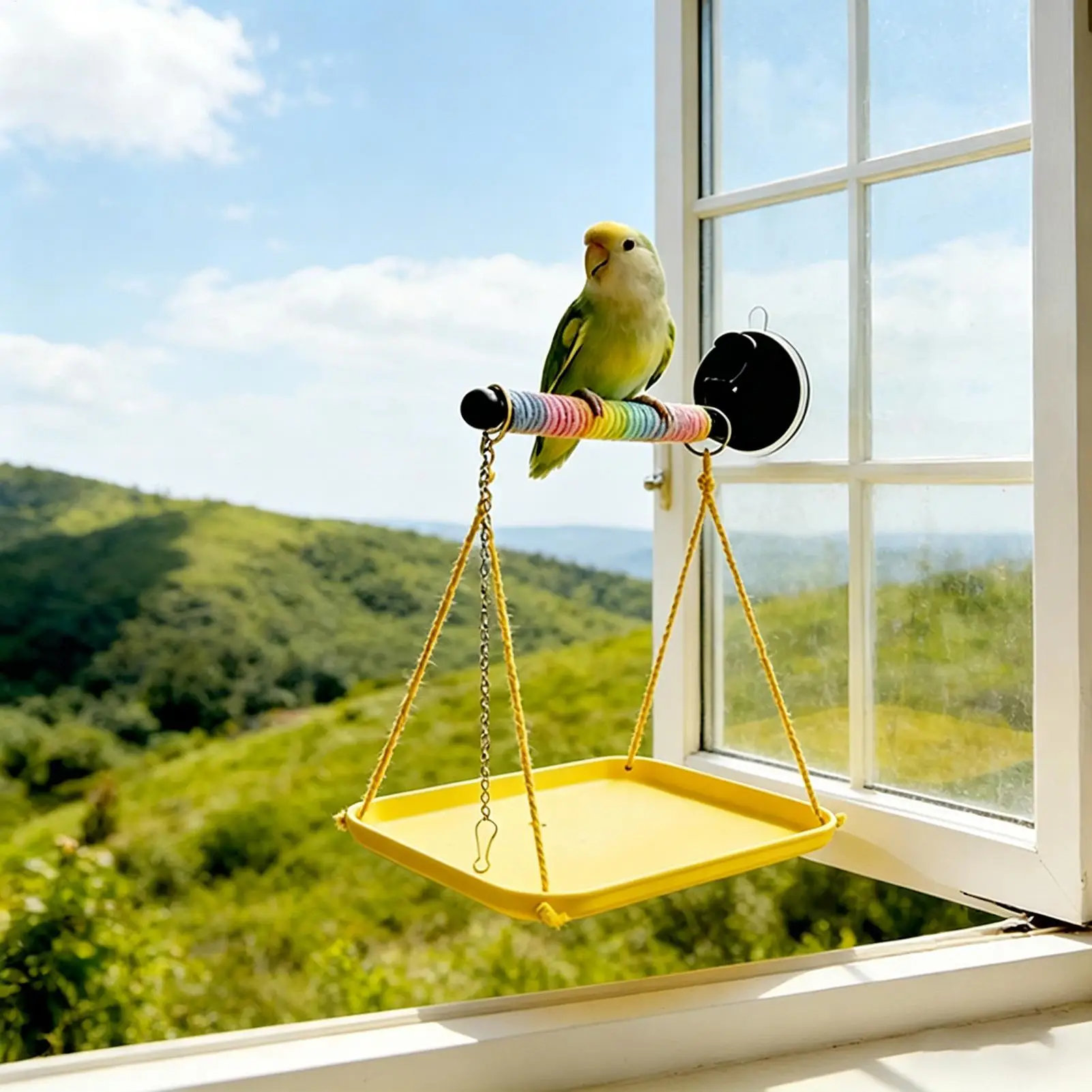Window Perch For Birds Suction Cup Interactive Toy Bird Shower Perch For Parakeet Cockatiel Conure Parrot Lovebirds Car