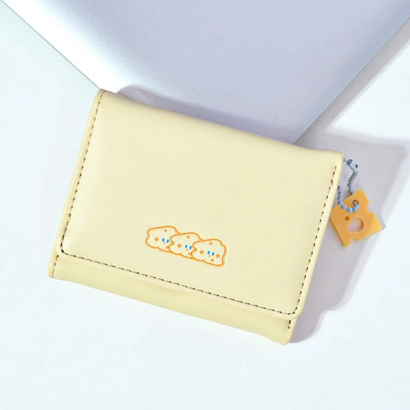 

Милый кошелек из искусственной кожи для женщин, тройной студенческий чехол для карт, большой вместительный кошелек для монет, мультяшный дизайн, женские Billeteras