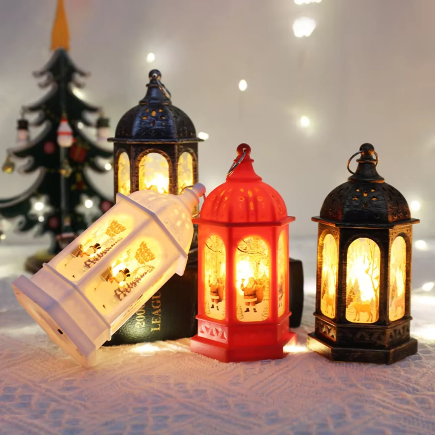 

Wind Lights Hexagonal Lanterns Santa Claus Snowman Deer LED Lights