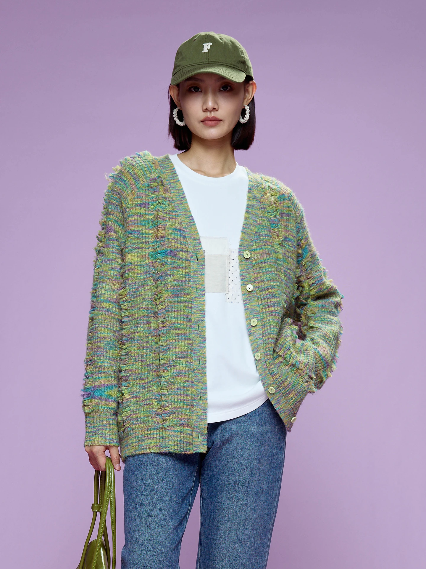 

Romantic V-Ne Knitwear Women's Spring 2026 New Sle Fringe Design Commute Versatile Top Long Sve Button Front Cardigan