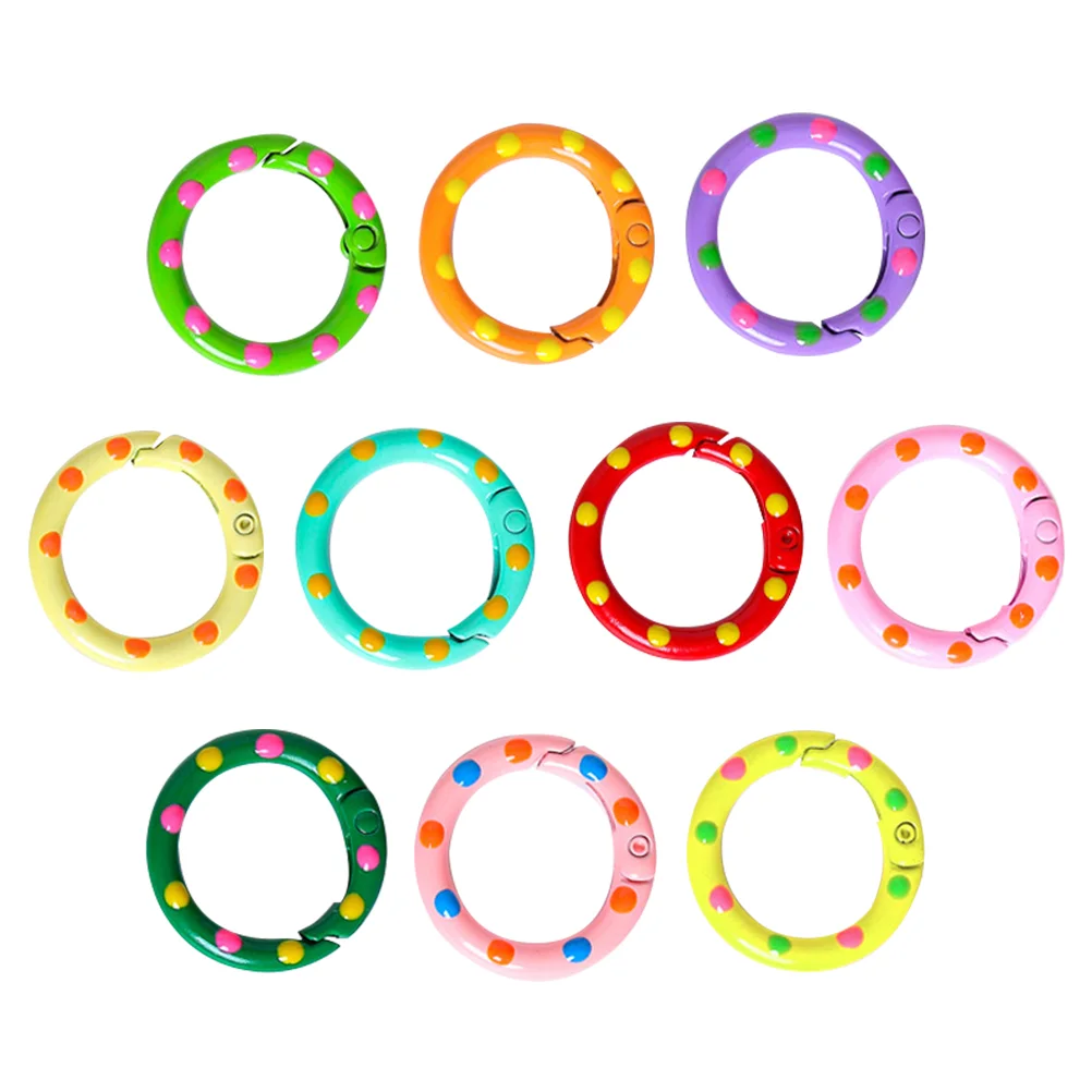 10 Pcs Spring Buckle Clasps Metal Snap Rings Jewelry Carabiner Buckles for Crafts Dots