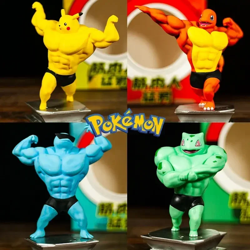 Pokemon PVC Action Figure Mini Model Toy Anime Figures Pikachu Charmande Squirtle Psyduck Cosplay Muscle Man Kids Birthday Gift