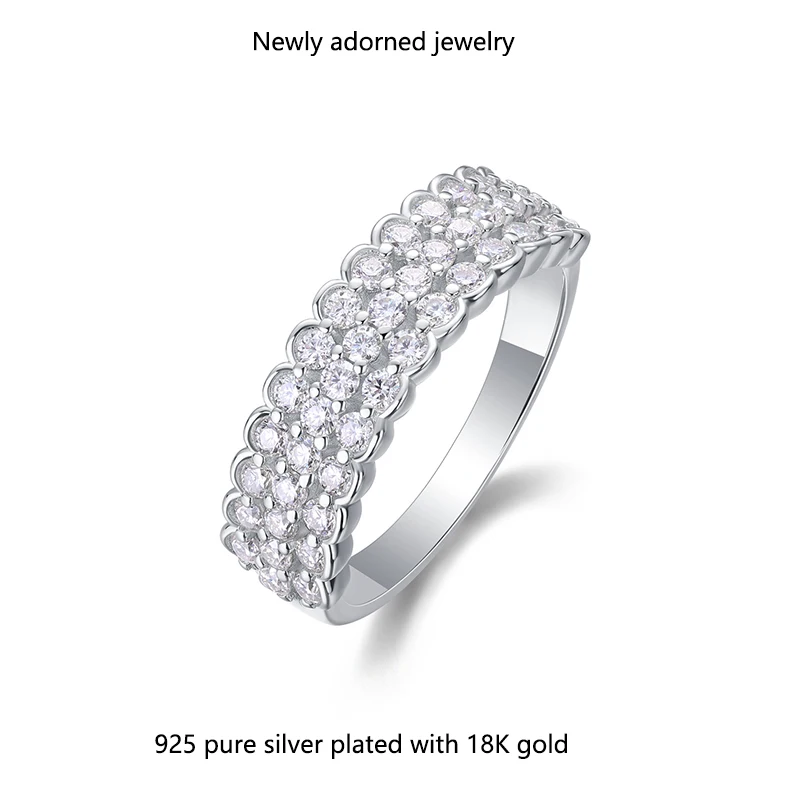 

New Southeast Asian cross-border pure silver ring, fashionable for daily wear, suitable for gatherings, S925 silver with moissan